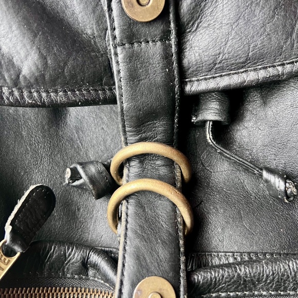 Frye Leather Backpack Bag Black Vintage